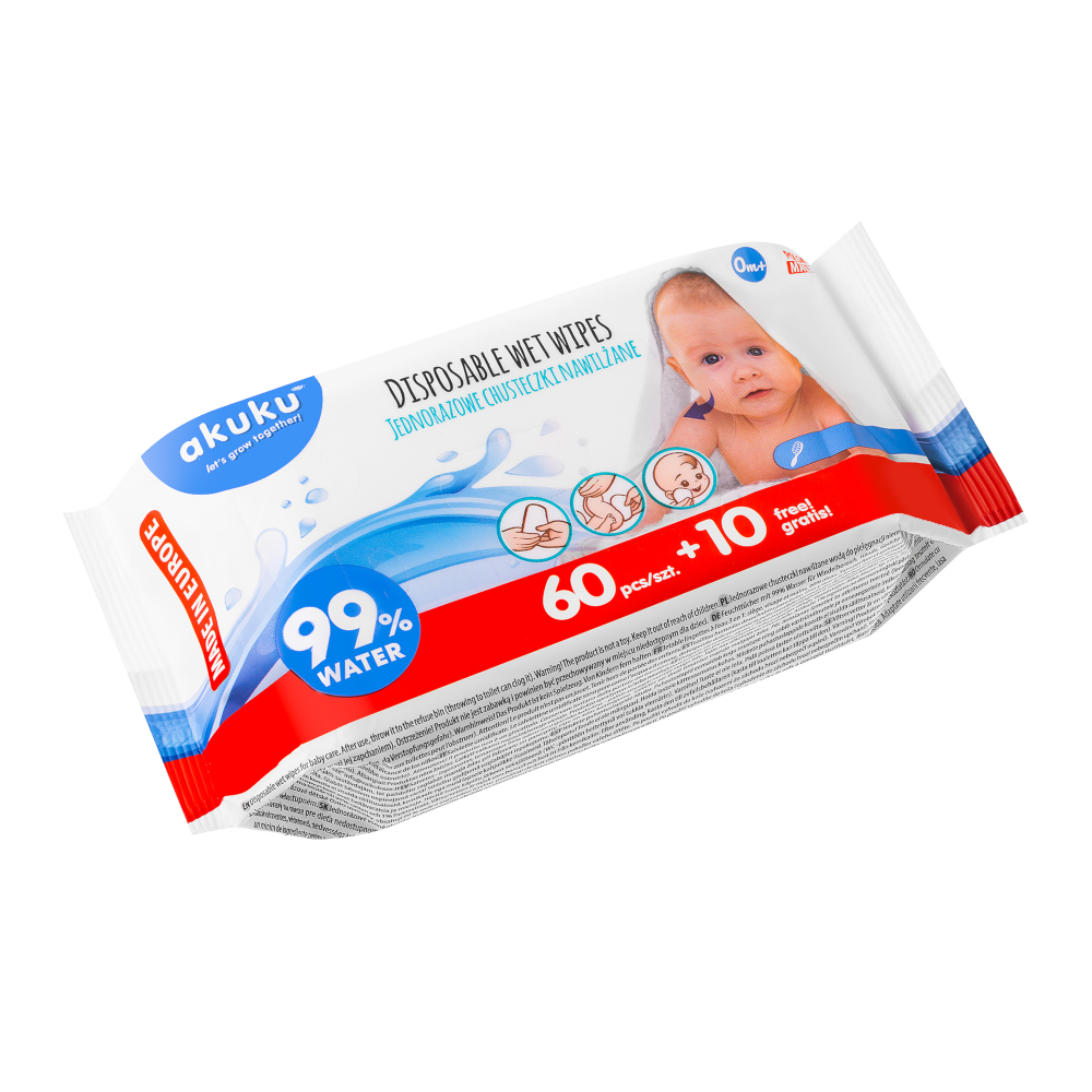 Disposable wet wipes 99% water A0031