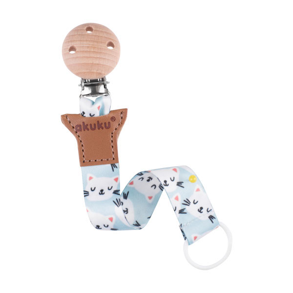 Soother band with clip, Cats A0582